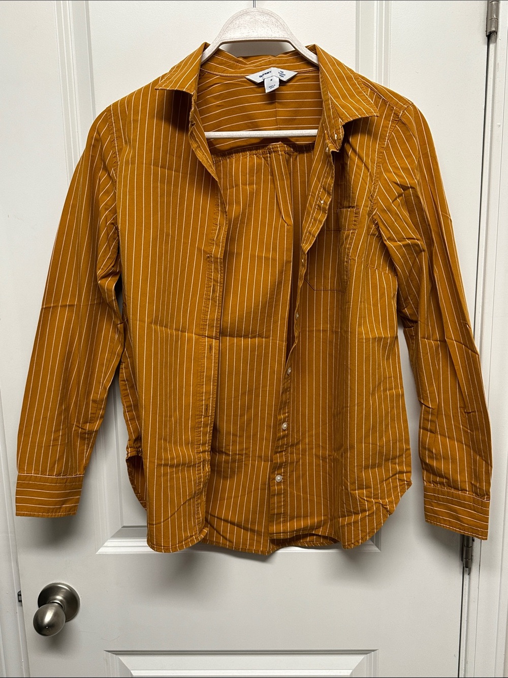 Women’s Mustard Yellow Stripe Button-Up Shirt